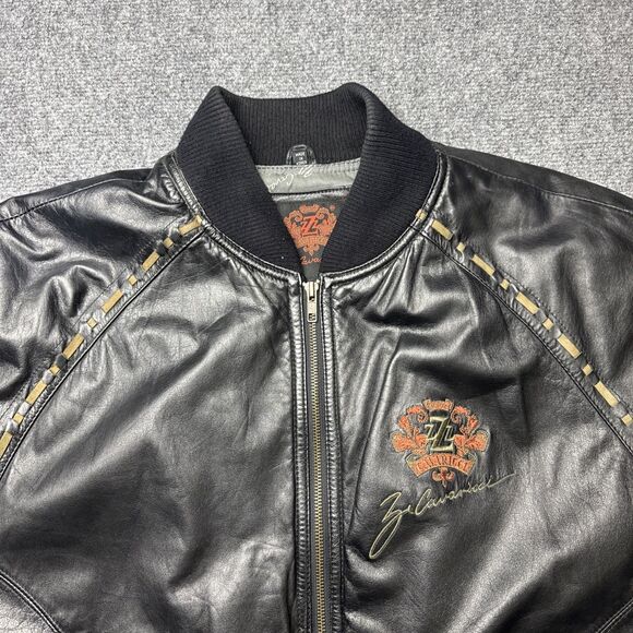 Vintage Z Cavaricci Black Leather Bomber Jacket Women’s Size Medium - Picture 3 of 11